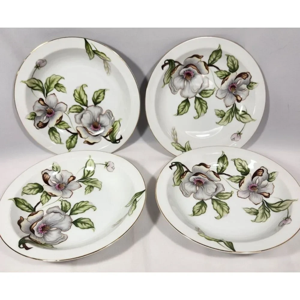 (set of 4) 1950's Roselyn China DOGWOOD Rimmed SOUP BOWLS 7‎ 5/8